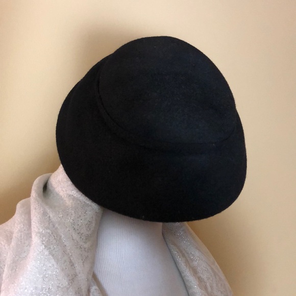 VINTAGE 60’s NECO Elongated Pillbox Hat WOOL black Audrey Hepburn VIBE Classic - Picture 9 of 12